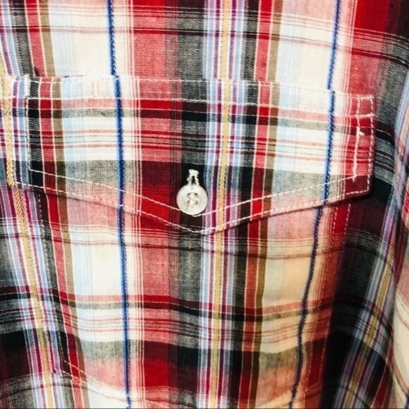 Roper Men's Button Down Shirt Plaid Western Red Blue Size Large - Picture 6 of 8